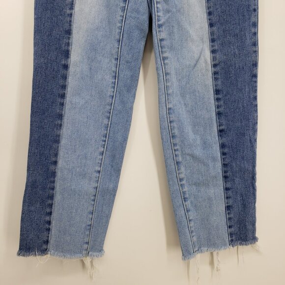 Pacsun Two Tone High Rise Straight Leg Jeans 26 Color Block Cotton Blue - Picture 5 of 9